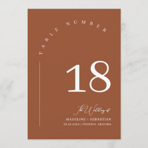 Terracotta Fall Wedding Seating Chart Table Number