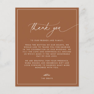 Terracotta Fall Wedding Thank You Card