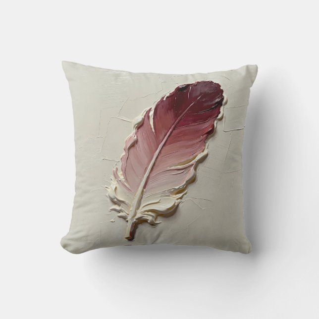 Terracotta Feather Pillow Warm Boho Living Room (Front)