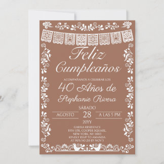 Terracotta Feliz Cumpleaños 40th Birthday Invitation