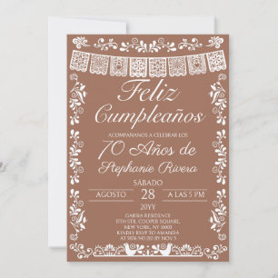 Terracotta Feliz Cumpleaños 70th Birthday Invitation