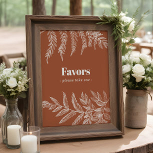 Terracotta Fern Leaf Botanical Wedding Favour Sign