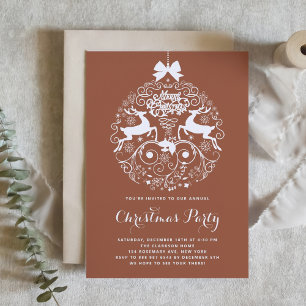 Terracotta Festive Ornate Ornament Christmas Party Invitation