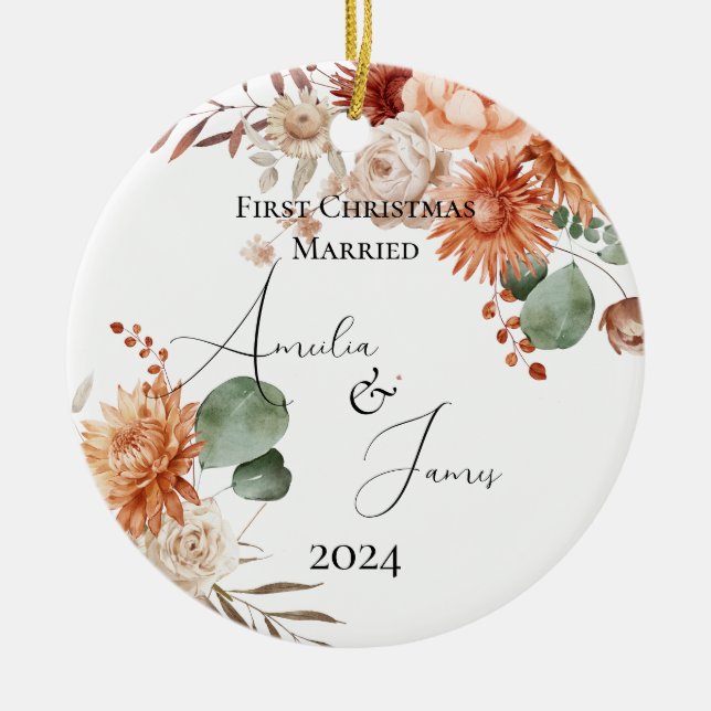  Terracotta First Christmas Married Ceramic Tree Decoration (Front)