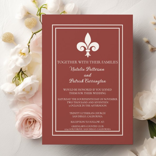 Terracotta Fleur de Lis Wedding Invitation (Terracotta Fleur de Lis Wedding Invitation)