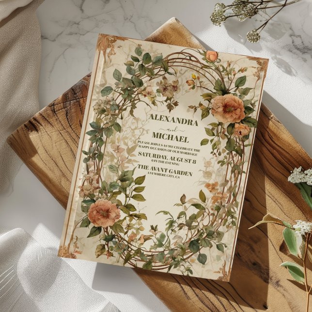Terracotta Flora Botanical Wedding  Invitation (Creator Uploaded)