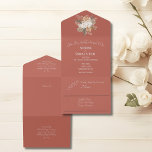 Terracotta Floral  All In One Invitation<br><div class="desc">Create a beautiful first impression with this modern Boho Save the Date wedding invitation. This all-in-one invitation features cream floral accents, a romantic terracotta background, and sage green bouquet details—perfect for nature-loving couples. Includes a built-in, budget-friendly RSVP option to simplify planning. Ideal for brides and grooms seeking an easy-to-edit, Wedding...</div>