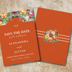 Terracotta Floral Arch Wedding Save the Date Invitation