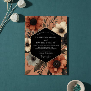 Terracotta Floral Autumn Romance Wedding Invitation