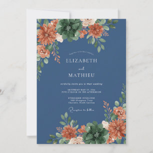 Terracotta Floral Autumn Wedding Invitation