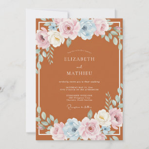 Terracotta Floral Blossom Wedding Invitation