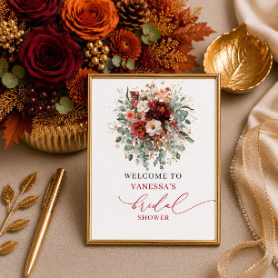 Terracotta floral bohemian bridal shower welcome s poster