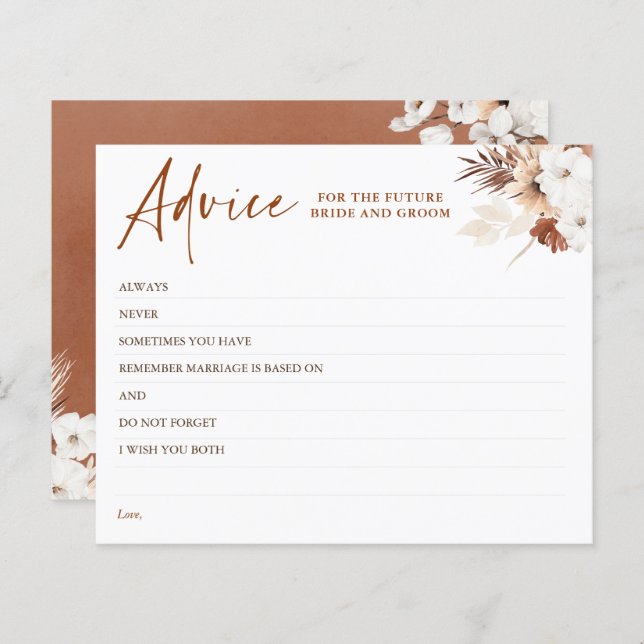 Terracotta Floral Boho Elegant Advice Card (Front/Back)