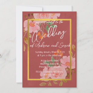 Terracotta Floral Boho Watercolor Invitation