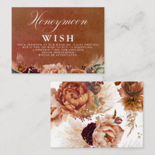 Terracotta Floral Boho Wedding Honeymoon Wish Enclosure Card