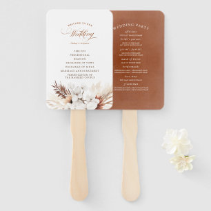 Terracotta Floral Boho Wedding Program Hand Fan
