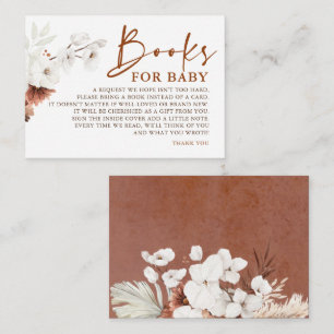 Terracotta Floral Book For Baby Baby Shower Enclosure Card