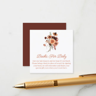 Terracotta Floral Books for Baby Shower Enclosure Card