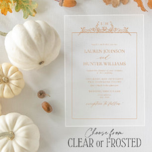 Terracotta Floral Border Monogram Wedding Acrylic Invitations