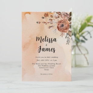 Terracotta Floral Botanical Watercolor Fall  Invitation