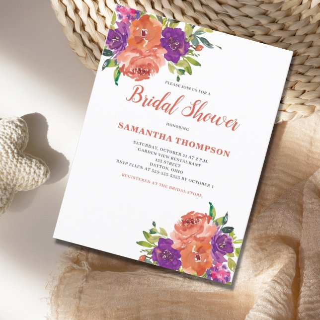 Terracotta Floral Bridal Shower Invitation  Postcard (Creator Uploaded)