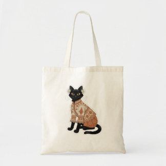 Terracotta Floral Cat Tote Bag