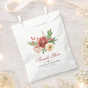 Terracotta Floral Christmas Pine Bough Wedding Favour Bags