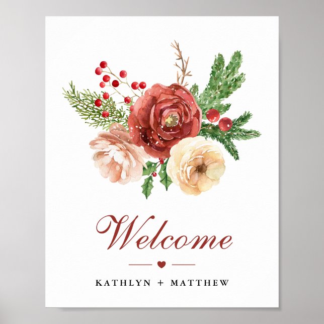 Terracotta Floral Christmas Pine Bough Welcome Poster (Creator Uploaded)