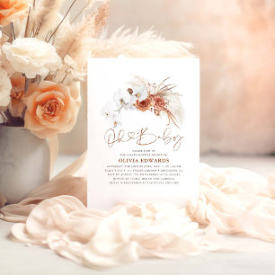 Terracotta Floral Cute Modern Boho Baby Shower Invitation