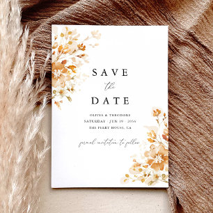Terracotta Floral Elegant Watercolor Wedding Save The Date