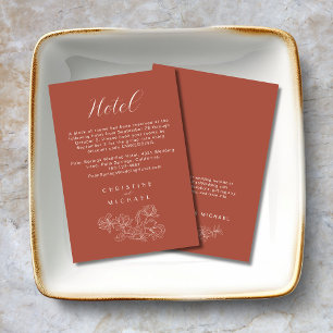 Terracotta Floral Elegant Wedding Hotel Enclosure Card