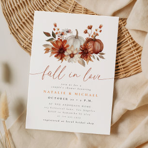 Terracotta Floral Fall in Love Couple's Shower Invitation