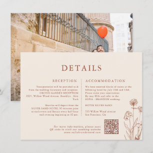 Terracotta Floral  Fall Wildflower Wedding Details Enclosure Card