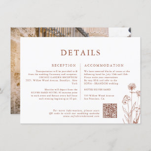 Terracotta Floral Fall Wildflower Wedding Details Enclosure Card