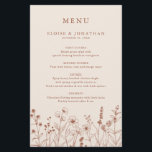 Terracotta Floral Fall Wildflower Wedding Menu<br><div class="desc">Add charm to your reception tables with this terracotta wildflower wedding menu card. Featuring delicate autumn florals and a clean layout,  it’s perfect for rustic,  outdoor,  or barn weddings. Customise with your food and drink details to suit your big day.</div>