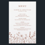 Terracotta Floral Fall Wildflower Wedding Menu<br><div class="desc">Add charm to your reception tables with this terracotta wildflower wedding menu card. Featuring delicate autumn florals and a clean layout,  it’s perfect for rustic,  outdoor,  or barn weddings. Customise with your food and drink details to suit your big day.</div>