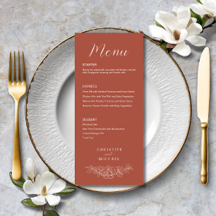 Terracotta Floral Formal Elegant Wedding Menu