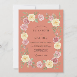 Terracotta Floral Laurel Romance Wedding Invitation