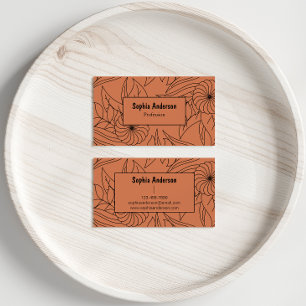 Terracotta Floral Line Art Business Card