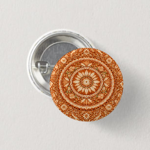 Terracotta Floral Mandala 3 Cm Round Badge