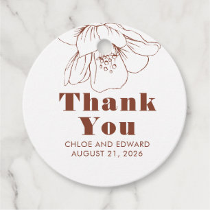 Terracotta Floral Minimalist Modern Thank You Favour Tags