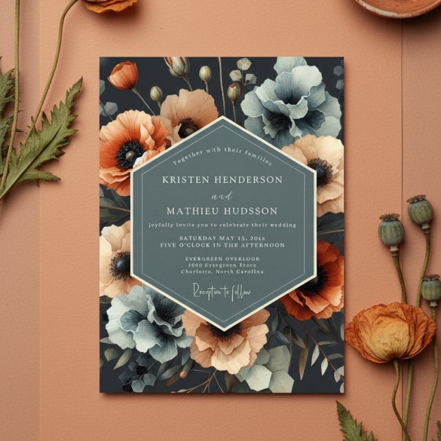 Terracotta Floral Opulent Wedding Invitation (Creator Uploaded)