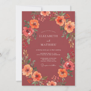 Terracotta Floral Painterly Wedding Invitation