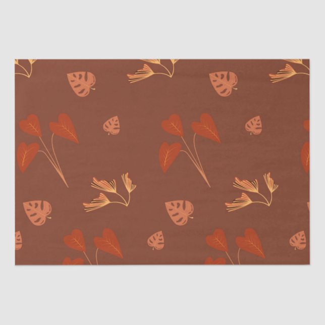  Terracotta Floral Pattern  Tissue Paper (Front)