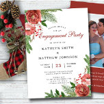 Terracotta Floral Pine Bough Engagement Party Invitation<br><div class="desc">Terracotta Blush Pink White Floral Christmas Pine Bough Foliage Invitation Card with photos. All the texts are pre-arranged for you to personalise easily and quickly with your own details.</div>