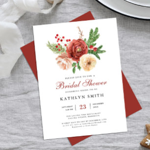 Terracotta Floral Pine Bough Foliage Bridal Shower Card