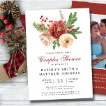 Terracotta Floral Pine Bough Green Couples Shower Invitation<br><div class="desc">Terracotta Blush Pink White Floral Christmas Pine Bough Foliage Couples Shower Invitation Card with photos. All the texts are pre-arranged for you to personalise easily and quickly with your own details.</div>