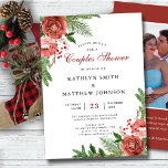 Terracotta Floral Pine Bough Green Couples Shower  Invitation<br><div class="desc">Terracotta Blush Pink White Floral Christmas Pine Bough Foliage Couples Shower Invitation Card Card with photos. All the texts are pre-arranged for you to personalise easily and quickly with your own details.</div>