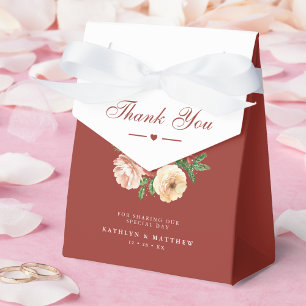Terracotta Floral Pine Bough Wedding Thank You Favour Box