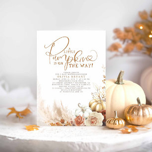Terracotta Floral Pumpkins Fall Baby Shower Invitation